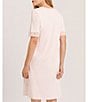 Color:Crystal Pink - Image 2 - Moments Short Sleeve V-Neck Lace Trim Nightgown