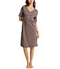 Hanro Moments Short Sleeve V-Neck Lace Trim Nightgown, Color:Stone Wash - Image 1