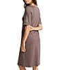 Hanro Moments Short Sleeve V-Neck Lace Trim Nightgown, Color:Stone Wash - Image 2