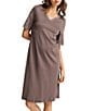 Hanro Moments Short Sleeve V-Neck Lace Trim Nightgown, Color:Stone Wash - Image 3