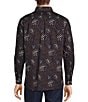 Color:Navy - Image 2 - Autumnal Equinox Collection Long Sleeve Spread Collar Abstract Floral Sportshirt