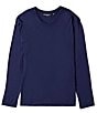 Color:Midnight Blue - Image 1 - Big & Tall Long Sleeve Solid Knit V-Neck Sleep T-Shirt