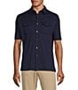 Color:Midnight - Image 1 - Botanica Collection Short Sleeve Solid HartSoft Coatfront Shirt
