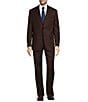Color:Burgundy - Image 1 - Chicago Classic Fit 1-Rerverse Pleat Plaid Pattern 2-Piece Suit
