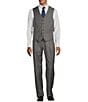 Color:Grey - Image 2 - Chicago Classic Fit Flat Front Grey Sharkskin Pattern 3-Piece Vested Suit