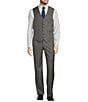 Color:Grey - Image 3 - Chicago Classic Fit Flat Front Sharkskin Pattern 3-Piece Vested Suit