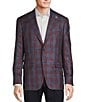 Color:Burgundy/Blue - Image 1 - Chicago Classic Fit Plaid Pattern Sport Coat