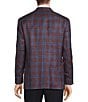 Color:Burgundy/Blue - Image 2 - Chicago Classic Fit Plaid Pattern Sport Coat