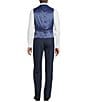 Color:Blue - Image 4 - Chicago Classic Fit Reverse Pleat Plaid Pattern 3-Piece Vested Suit