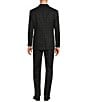 Color:Black - Image 2 - Chicago Fit Pleated Black Plaid Performance Wool 2-Piece Suit