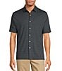 Color:Black - Image 1 - HartSoft Luxury Short Sleeve Spread Diamond Geo Coatfront Shirt