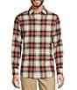 Color:White - Image 1 - Long Sleeve Spread Collar Canclini Plaid Sport Shirt