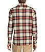 Color:White - Image 2 - Long Sleeve Spread Collar Canclini Plaid Sport Shirt