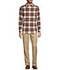 Color:White - Image 3 - Long Sleeve Spread Collar Canclini Plaid Sport Shirt