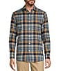 Color:Blue - Image 1 - Long Sleeve Spread Collar Large Canclini Plaid Sport Shirt