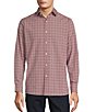 Color:Deep Red - Image 1 - Luxury Performance Long Sleeve Spread Collar Houndstooth Plaid Sport Shirt