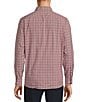 Color:Deep Red - Image 2 - Luxury Performance Long Sleeve Spread Collar Houndstooth Plaid Sport Shirt