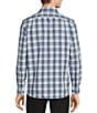 Color:Blue/White - Image 2 - Luxury Performance Long Sleeve Spread Collar Large Plaid Sport Shirt