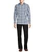 Color:Blue/White - Image 3 - Luxury Performance Long Sleeve Spread Collar Large Plaid Sport Shirt