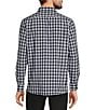 Color:White - Image 2 - Luxury Performance Long Sleeve Spread Collar Plaid Sport Shirt