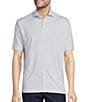 Color:White - Image 1 - Luxury Performance Printed Short Sleeve Knit Coatfront Shirt