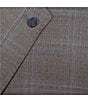 Color:Grey - Image 3 - New York Modern Fit Flat Front Performance Windowpane Print 2-Piece Suit
