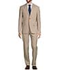 Color:Tan - Image 1 - New York Modern Fit Flat Front Hairline Stripe 2-Piece Suit