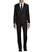 Color:Black - Image 1 - New York Modern Fit Flat Front Plaid 2-Piece Suit