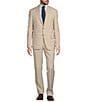 Color:Tan - Image 1 - New York Modern Fit Flat Front Grid Pattern 2-Piece Suit