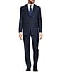 Color:Navy - Image 1 - New York Modern Fit Flat Front Plaid 2-Piece Suit