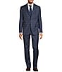 Color:Blue - Image 1 - New York Modern Fit Flat Front Straight Leg Plaid 2-Piece Suit