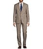 Color:Tan - Image 1 - New York Modern Fit Flat Front Plaid Pattern 2-Piece Suit