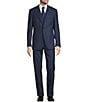 Color:Blue - Image 1 - New York Modern Fit Flat Front Plaid Pattern 3-Piece Vested Suit
