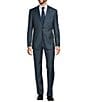 Color:Teal - Image 1 - New York Modern Fit Flat Front Sharkskin Pattern 2-Piece Suit