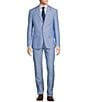 Color:Blue - Image 1 - New York Modern Fit Flat Front Solid 2-Piece Linen Suit