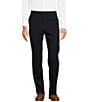 Color:Navy - Image 1 - New York Modern Fit Flat Front Solid Dress Pants