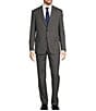 Color:Grey - Image 1 - New York Modern Fit Flat Front Stripe 2-Piece Suit