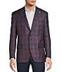 Color:Red - Image 1 - New York Modern Fit Plaid Pattern Sport Coat