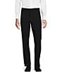 Color:Black - Image 1 - New York Fit Straight Leg Flat Front Solid Dress Pants
