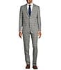Color:Grey - Image 1 - New York Modern Fit Flat Front Performance Stretch Plaid 2-Piece Suit