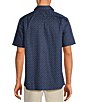 Color:Midnight - Image 2 - Shoreline Collection Short Sleeve Spread Collar Rope Print Sport Shirt