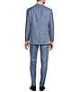 Color:Blue - Image 2 - Solid Blue Classic Fit Wool Silk Linen 2-Piece Suit