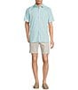 Hart Schaffner Marx The Blueprint Collection Short Sleeve Textured Woven Button Front Shirt, Color:Frosted Blue - Image 3