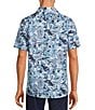 Hart Schaffner Marx The Blueprint Collection Short Sleeve Abstract Floral Button Front Shirt, Color:Aqua Blue - Image 2