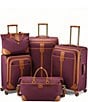 Color:Burgundy/Tan - Image 4 - Luxe II Collection Softside Long Journey Expandable Spinner Suitcase