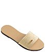 Color:Golden - Image 2 - Women's You Malta Metallic Slide Sandals