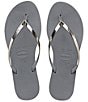 Color:Steel Grey - Image 1 - You Metallic Flip Flops