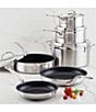 Color:Silver - Image 4 - Professional Clad Stainless Steel TITUM Nonstick Ultimate 10-Piece Cookware Set