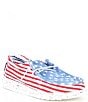 Color:Red/White/Blue - Image 1 - Boys' Wally Star Stripe Print Washable Slip-Ons (Youth)