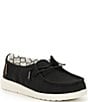 Color:Black - Image 1 - Kids' Wendy Linen Canvas Washable Slip-Ons (Youth)